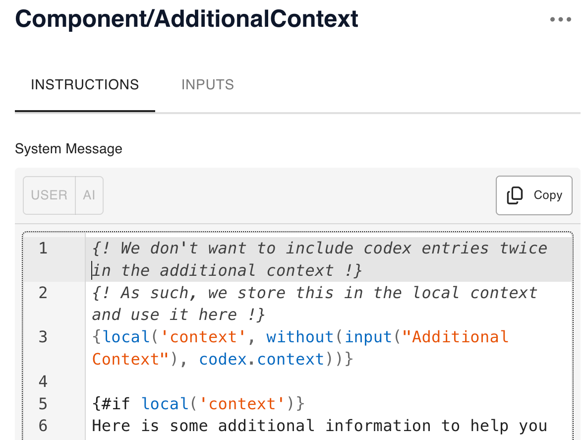 Prompts referencing other prompts (composability).